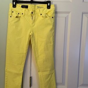Jcrew yellow ankle jeans in bright yellow